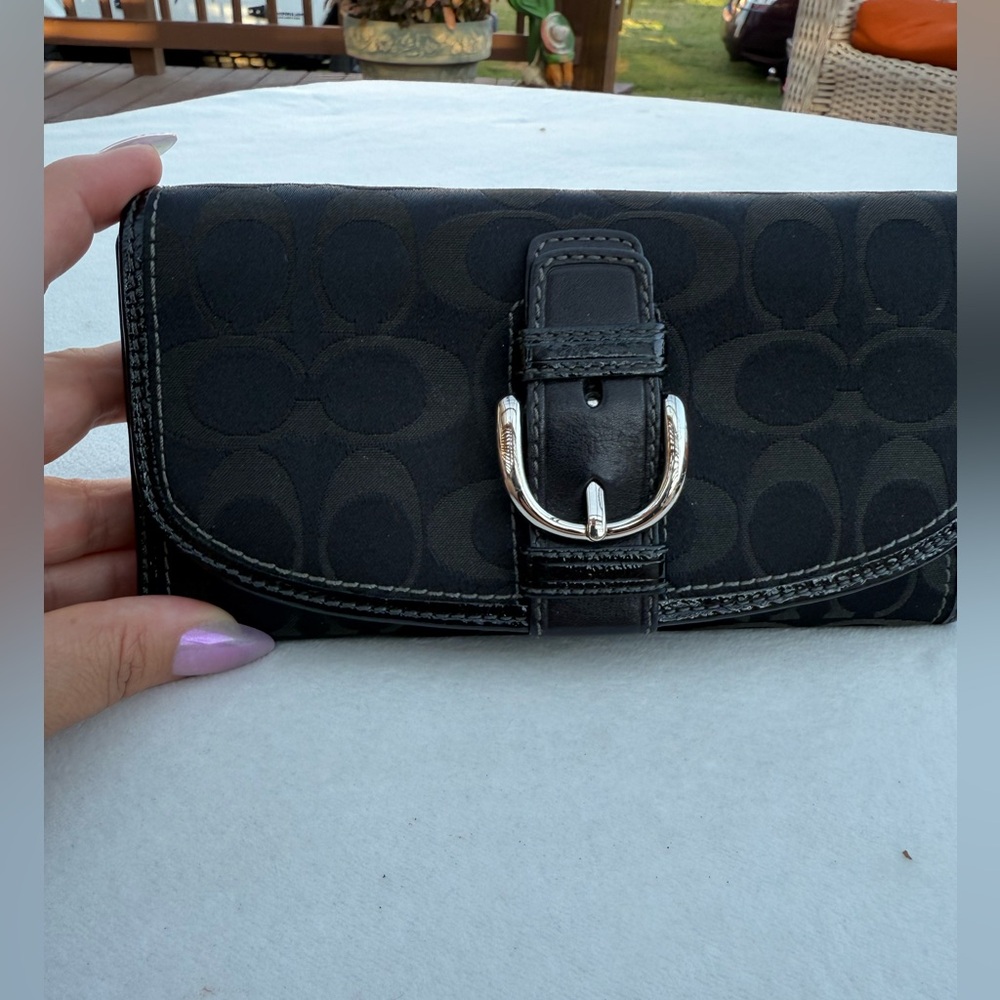 Coach Black Signature Buckle Wallet
